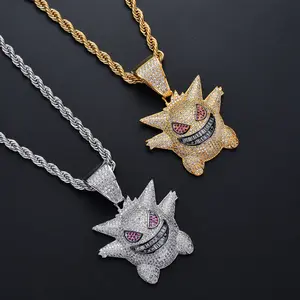 European American Style Necklace, Hip Hop Gengar Pendant, Trendy Anime Necklace for Fans