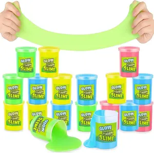 PLAYBEES Glow in The Dark Slime 12 Pack Neon Party Favors for Kids Sensory Toy Non-Toxic Stretchy Gooey Fun for Boys Girls Ages 5+ Birthday Halloween Classroom Treat Bags USA