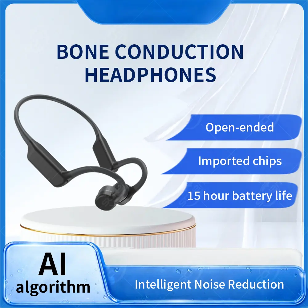 Bone Conduction Hearing Amplifier for Seniors – AI Noise Canceling, Dual Microphones with Left/Right Independent Volume Control, 15H Long Battery Life, Magnetic Fast Charging, 35g Ultra-Light Open-Ear Sound Enhancer with Travel Case