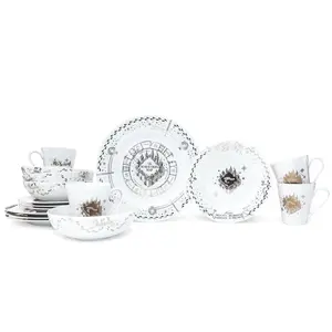 Harry Potter Marauders Map 16-Piece Ceramic Dinnerware Set | Plates, Bowls, Mugs