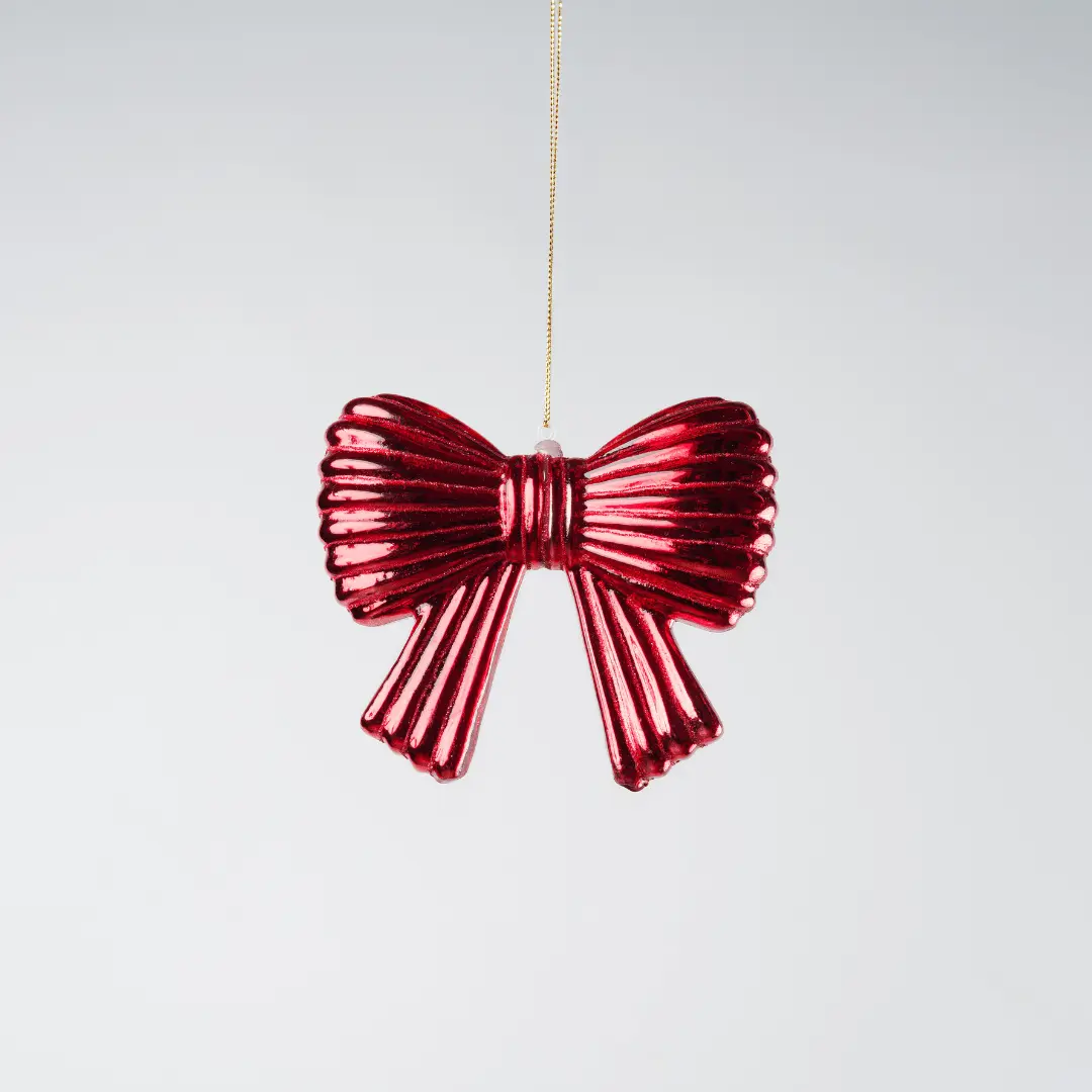 Red Glass Bow Ribbon Ornament