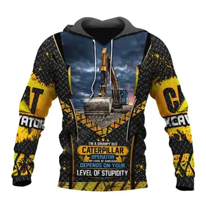 Winter Fall Hooded Sweatshirt Husband Track CATERPILLAR Excavator 3D Print Graphic Men'S Hoodies Women Men Clothes(Free Custom Name Logo) Versatile Hoodie
