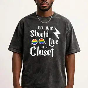No One Should Live in a Closet Gift, Scar and Rainbow Glasses | Gay Pride LGBTQ Community Flag Tshirt - Support & Awareness Shirt Sweatshirt TOP