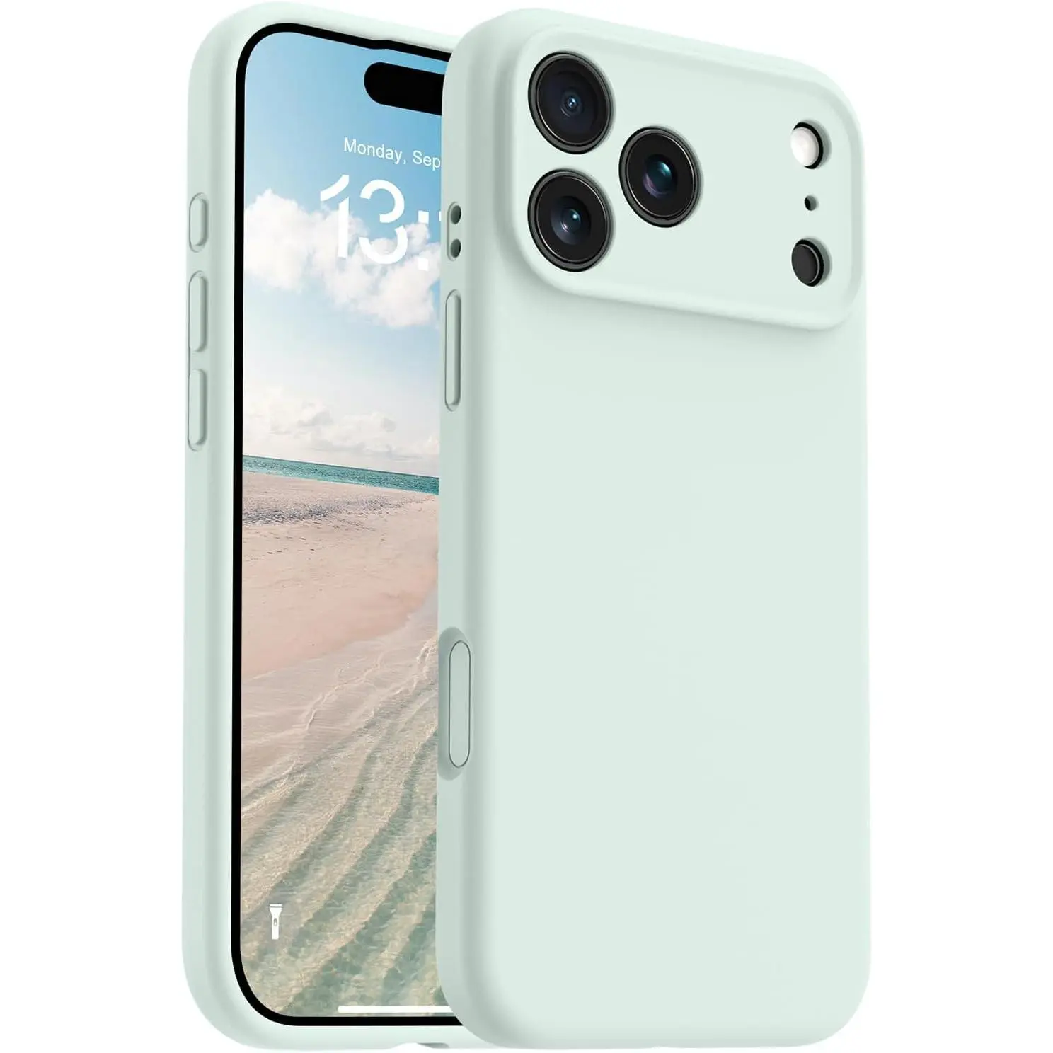 MagSafe-Compatible Magnetic Liquid Silicone Case for iPhone 17 Pro - Integrated Camera Control Button, Anti-Scratch Microfiber Lining, Shockproof Protection, Mint Green Smartphone Accessory for Handheld Cellphone Devices, Customized Fit