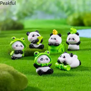 6PCS Cute Mini Panda Figurines – Kawaii Resin Animal Ornaments, Perfect for Desk & Garden Decor, Adorable Home Accessories & Kids' Toy Gifts, Charming Panda Collectibles for Any Room