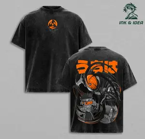 Obito Uchiha Tee Vintage Washed Oversized Naruto Anime Shirt, Tobi Mask Orange Graphic Tee, Uchiha Clan Streetwear, Heavyweight Cotton Unisex Gift