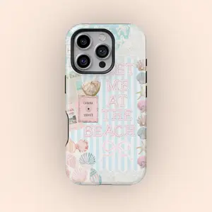 Seashell Pattern Phone Case: A beach-themed tropical design phone case, a durable 2-in-1 protective case, compatible with iPhone 17/16/15/14/13/12/11 Pro Max/Plus/Pro, and Samsung Galaxy S25/S24/S23 Ultra series.