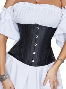 Women's Satin Gothic Crescent Vintage Belt Waist Trainer, 5 Steel Buckle Adjustable Corset, Fashion Plain Design, Shapewear, All Seasons, Smooth
