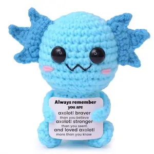 Cute Crochet Axolotl Toy, Handmade Crochet Figure, Back-To-School Care Set, Emotional Support Knitted Plush Gift, Ideal for Kids & Students, Office Use
