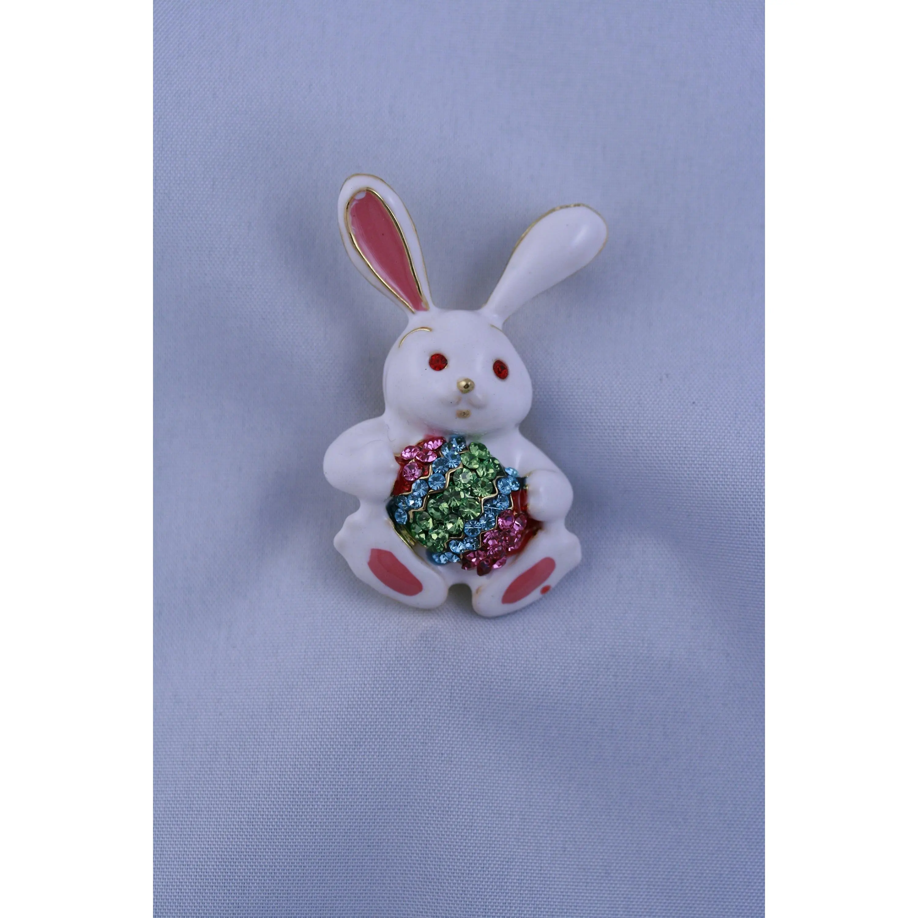 Rhinestone Crystal  Enamel Spring Easter Bunny Rabbit Egg Brooch Pin, Easter Egg With Bunny Pin, Easter Brooch Jewelry