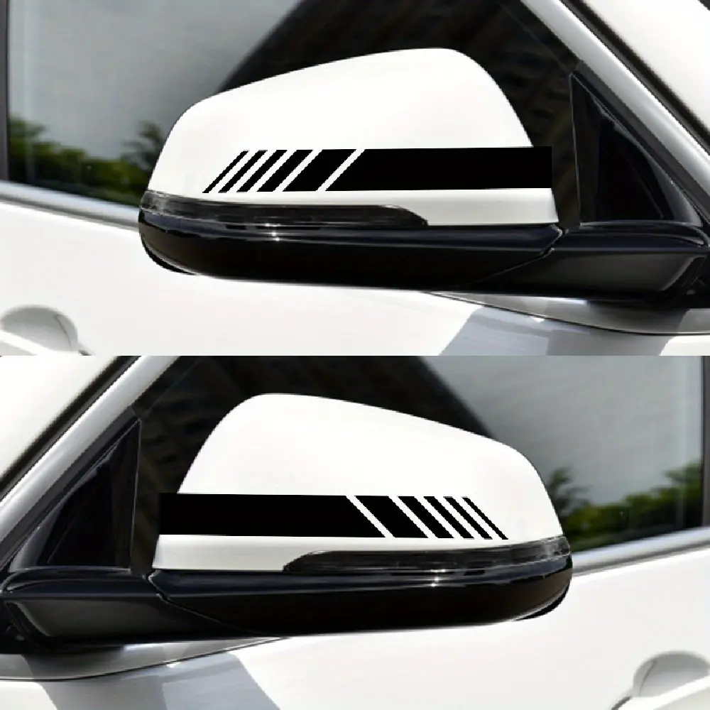 2Pcs/Sheet Classic Stripes Vinyl Decals Car Stickers Decal for Cars - Universal Fit for Car Rearview Mirrors (Decorative Scratch Protection) Vehicle Exterior Decoration Car Accessories Automotive Accessories Decals for vehicles
