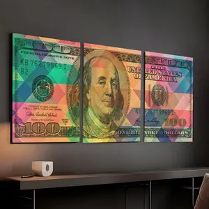 Money Art - 100 Dollar Canvas Poster Print Canvas Art, Wall Decor For Home Office Living Room Bedroom