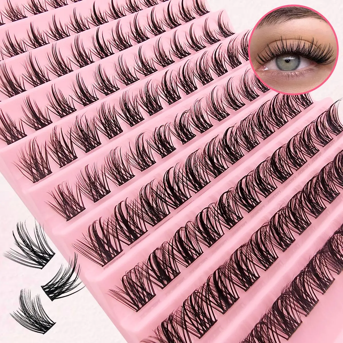 8-16mm Diy Eyelash, Thick & Curly Wispy Eyelash Clusters, Natural Look Eyelash Extensions Fake Lash Kit, Individual False Eyelash Clusters Eyelashes E