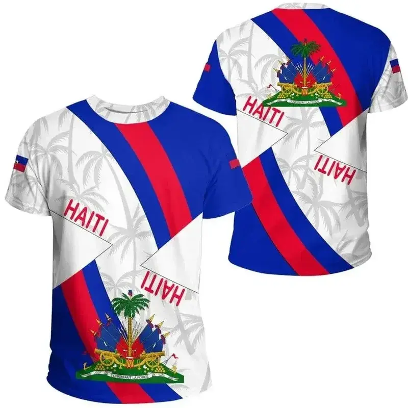 Men Women Country Emblem Flag Caribbean Sea Haiti Island Retro Streetwear 3D funny Casual Short Sleeve T-Shirts