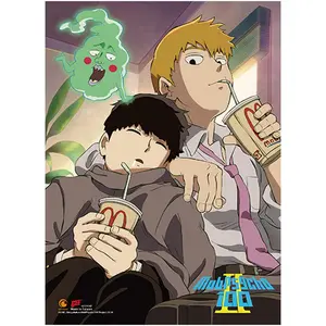 Mob Psycho 100 S2 - Shigeo Kageyama "Mob" & Reigen Arataka & Ekubo "Dimple" Relax Time SS Wall Scroll 18.5"W x 25.2"H