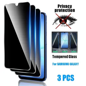 3 Pcs Privacy Screen Protector Suitable for Samsung Galaxy S25 FE A14 A15 A16 A17 A24 A25 A26 A27 A34 A35 A36 A37 A51 A52 A52s A53 A54 A55 A56 A57 Privacy Protection Tempered Glass Easy install Full Cover Anti Scratch 9H Glass