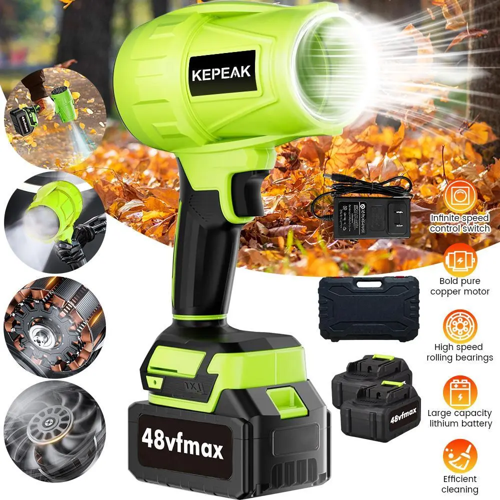 【ToolUpgrade】Cordless Turbo Jet Blower, High-Power 40000RPM Motor Blower with Dual Batteries & Charger, Adjustable Wind Speed, 650G Thrust,for Valentine’s Day Gift
