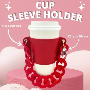 Stylish Red Cup Sleeve Holder for Paper Cups and Tea Mugs - Drinkware