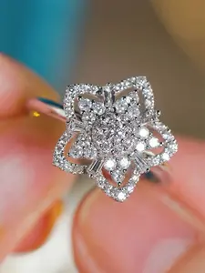1 PC Glamorous Cubic Zirconia Elegant Engagement Ring For Women Wedding Engagement Valentine's Day Party Gift