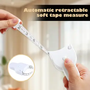 Automatic Shrinkage Body Measureing Tape 60 Inch, 3D Measuring Tape for Home and Fitness, Retractable Portable Measuring Body Tool for Waist Arms Hip, White