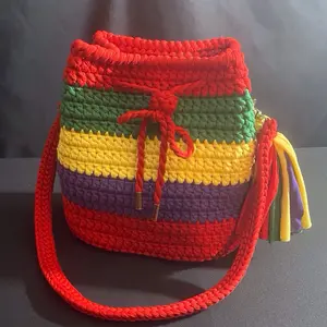 Handmade Color Block Purse - Vibrant Rainbow Stripes, Durable Material, Ideal for Everyday Use
