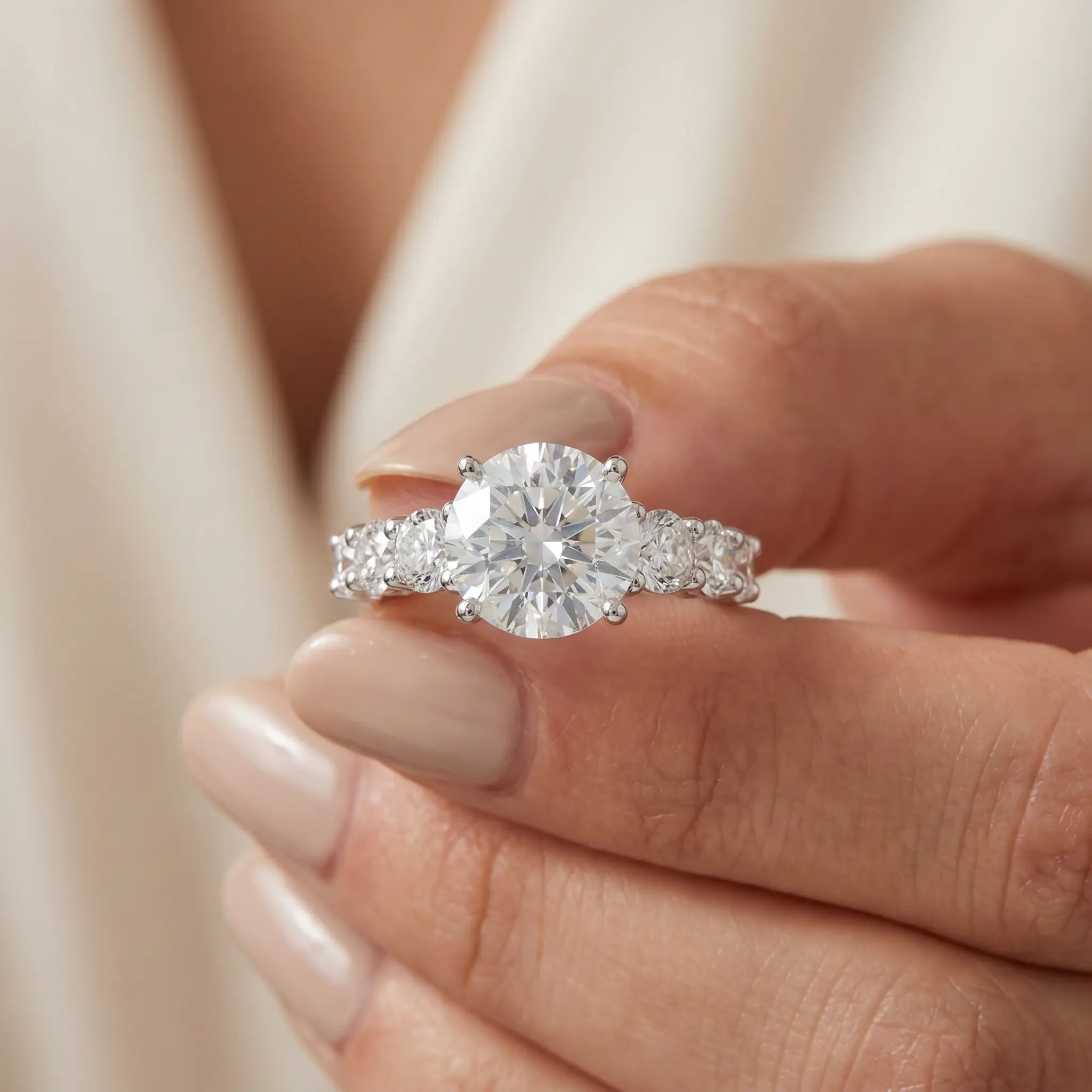 Certified 4Ct Diamond Engagement Ring 14k Gold Lab Grown Certified 4Ct Diamond Engagement Ring 14k Gold Lab Grown