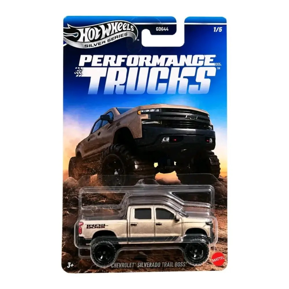 Hot Wheels Performance Trucks Silver Series, 2019 Chevrolet Silverado Trail Boss LT, 1:64 Scale Diecast Vehicle