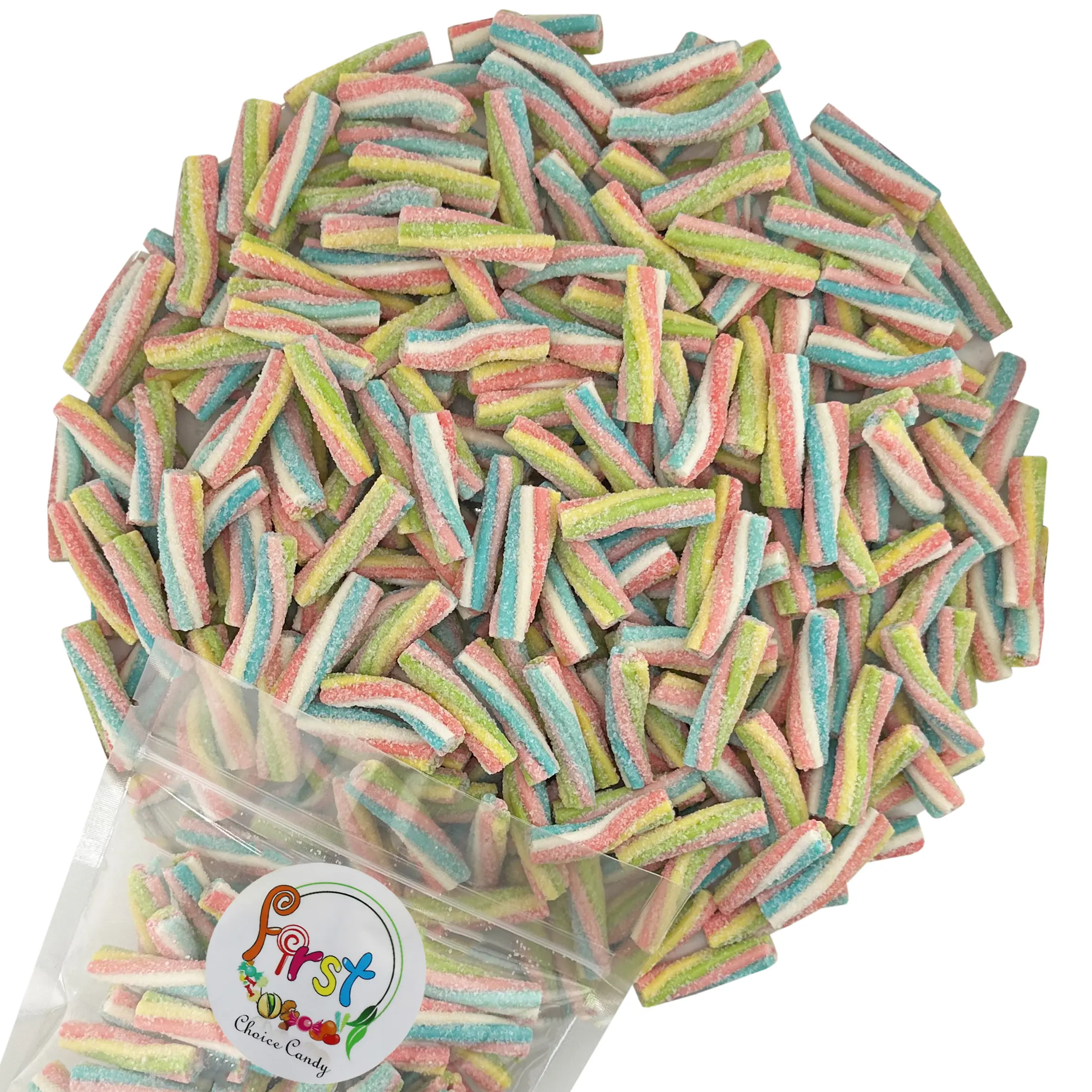 SOUR RAINBOW TWISTER BITE SIZE GUMMY CANDY 2 LB BAG