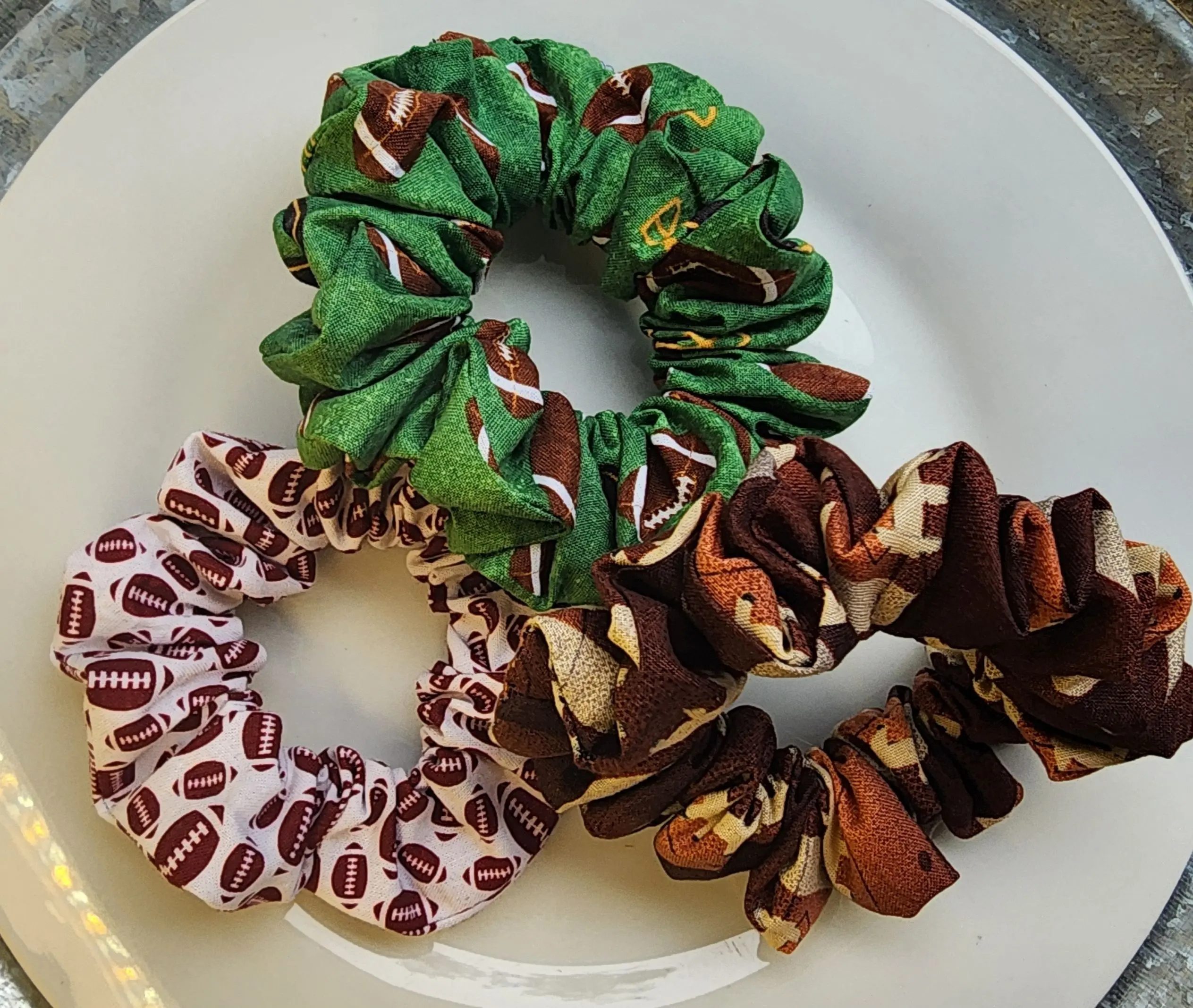 Handmade Football Scrunchies – Game Day Hair Accessories for Sports Fans