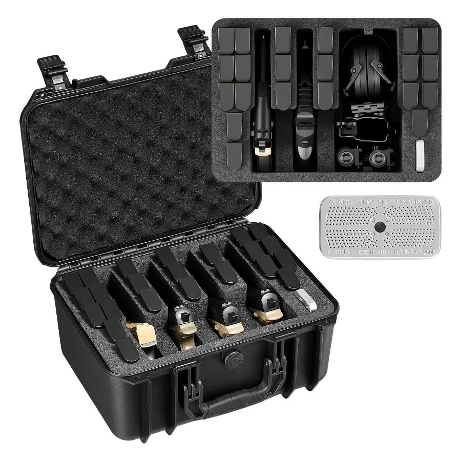 【DealsForYouDays】 VEVOR Hard Pistol Case, Heavy Duty Hard Gun Case with XPE Foam Lining, Waterproof Pistol Storage Box with Customizable Interior Handle for Gun, Lenses, Camera, Gear, TSA Compliant, 15.9x12.5x7.5 in, Custom Handledealsforyoudays