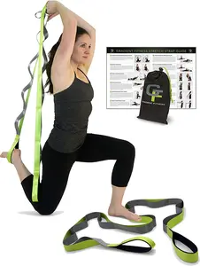 Gradient Fitness Stretching Strap for Physical Therapy, 12 Multi-Loop Stretch Strap 1.5" W X 8' L, Neoprene Handles, Physical Therapy Equipment, Yoga Straps for Stretching, Leg Stretcher. Gradient Fitness