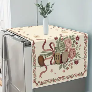 1 piece of four-season universal refrigerator cover with rose flower digital printing pattern. The cover with storage function is suitable for refrigerators and can store items. It is suitable for kitchens, home decoration, and exquisite life.
