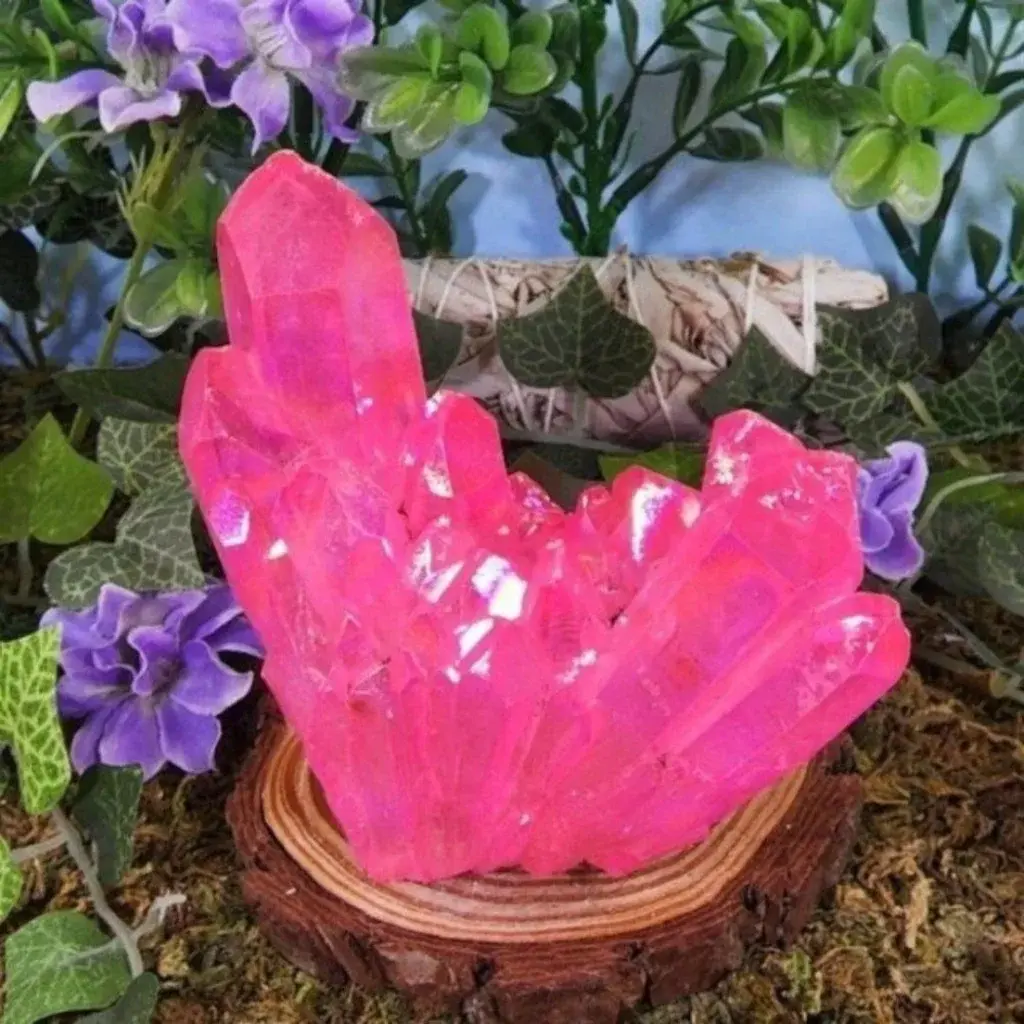 Pink Aura Quartz Crystal Cluster #3
