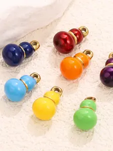 Stainless Steel Multicolor Enamel Gourd Pendant, Luck Symbol, DIY Necklace Bracelet Accessory, Fashion Jewelry for All Seasons