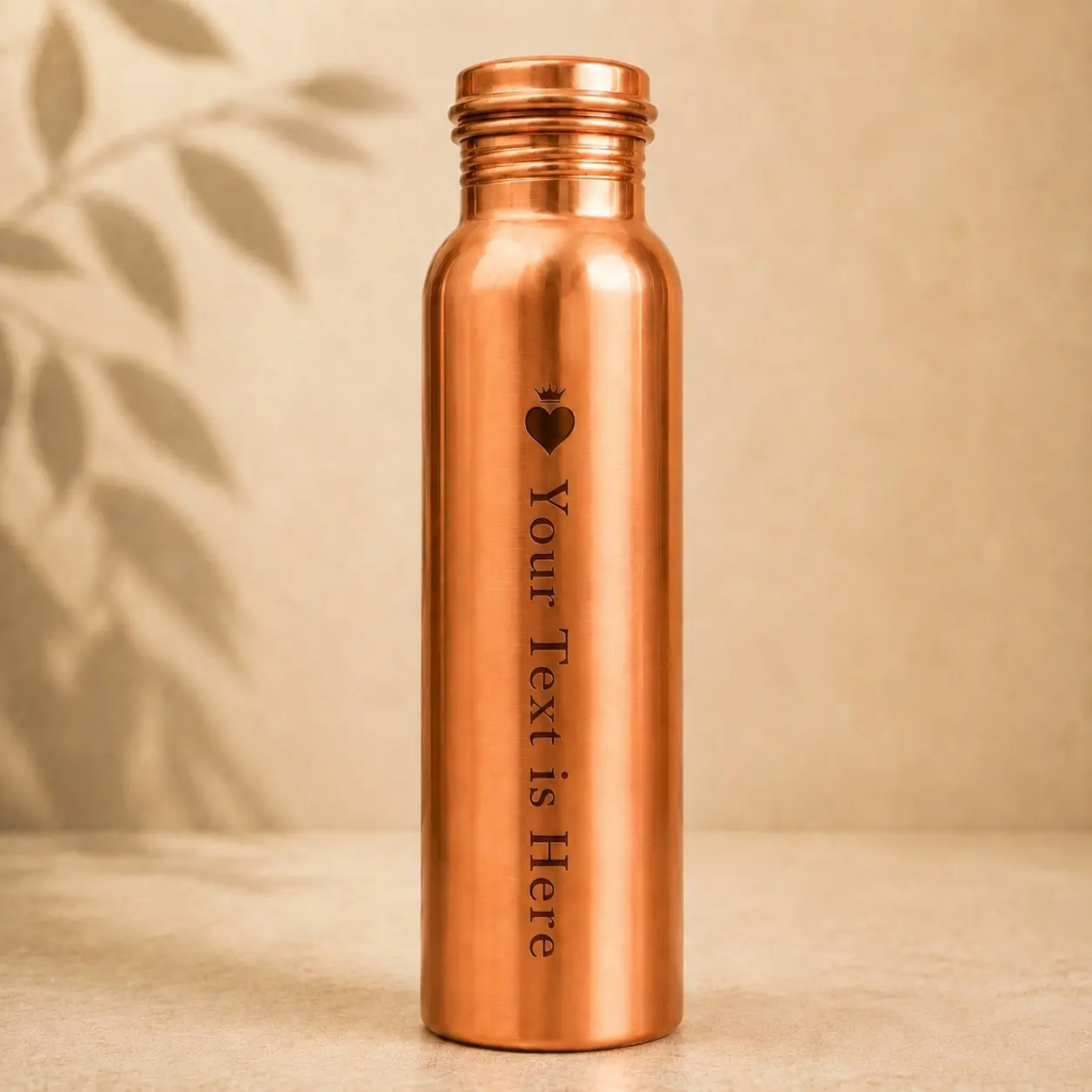 Custom Engraved Pure Copper Water Bottle, Personalized Name or Message, Reusable Plain Copper Bottle, Unique Gift for Men & Women