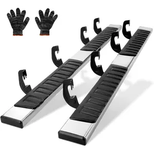 VEVOR Running Boards, 6" Step Bars Compatible with 2007-2018 Chevy Silverado/GMC Sierra 1500 Crew Cab, 2019 2500HD/3500HD/1500 LD, 201 Stainless Steel Side Steps Nerf Bars, 500LBS Capacity, 2 Piece