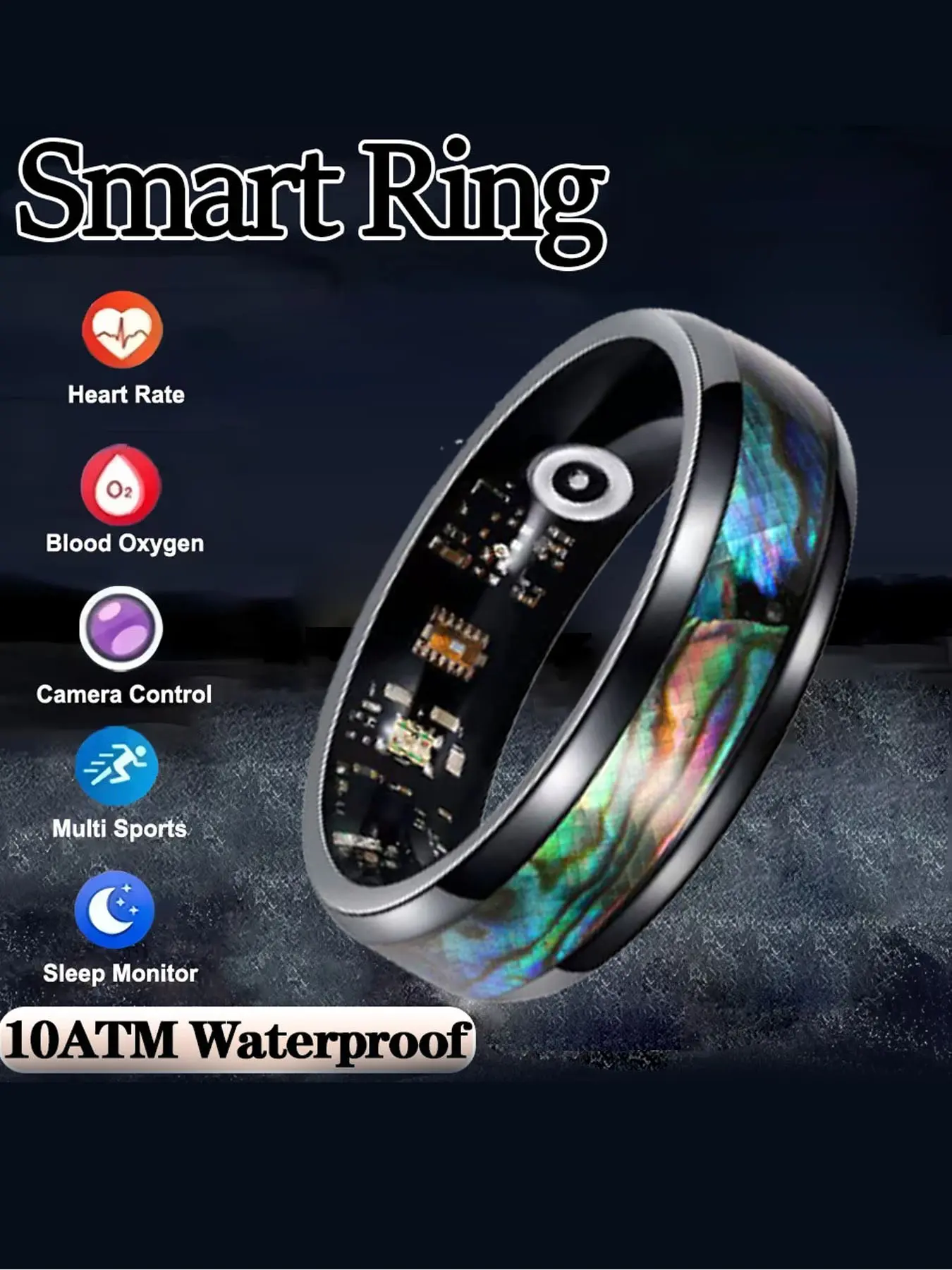 Smart Ring, Health Tracker Ring – Wellness Tracker with Heart Rate Monitor, Temperature Check, Sleep, Stress & Cycle Reminder Insights | Auto Activity Detection | Fitness Ring for Men & Women | No Subscription | Android & iOS Compatible