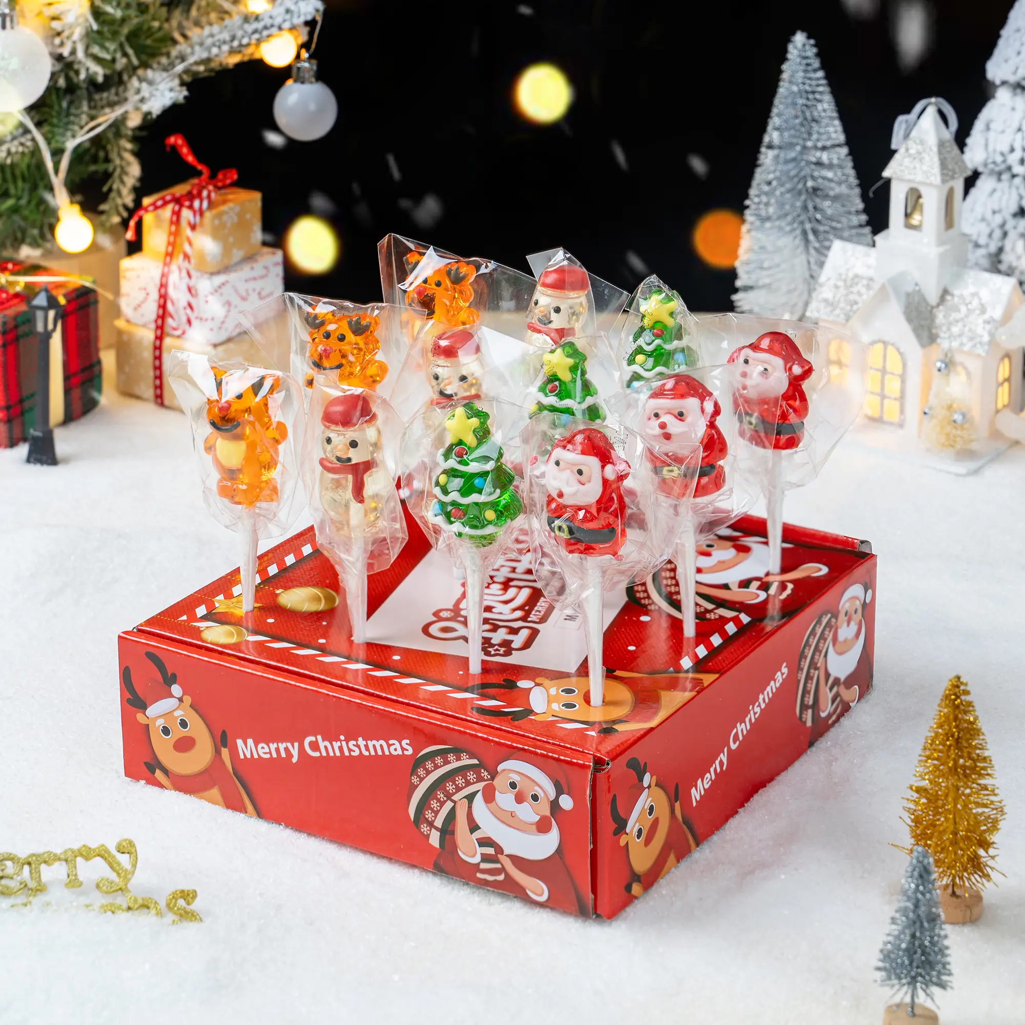 3D Cartoon Lollipops, 12 pcs/box,(10.58oz). There are Four Styles and Four Flavors. They are Hard Candies and Individually Wrapped. They are Perfect a