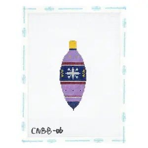 Blue & Red Needlepoint Holiday Ornament with White Snowflake Accent