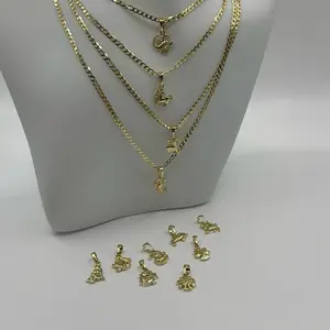 Zodiac Sign Necklace with Ales - Gold Plated Layered Chain with 12 Constellation Charms for Women