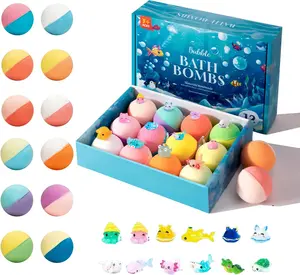 Bath Bombs with Surprise Inside, 12 Pack Fizzy Bubble Bath Gift Set, Dinosaur Egg & Ocean Theme Bath Fizzies, Natural Sea Salt Color Changing Spa Easter Bath Balls