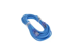 Nippon Labs 50Ft 14/3 SJTW Blue Power Extension Cord Lighted Clear Blue Plug, Water Resistant Outdoor Rated Power Extension Cable, 60POW-EXT-50BU