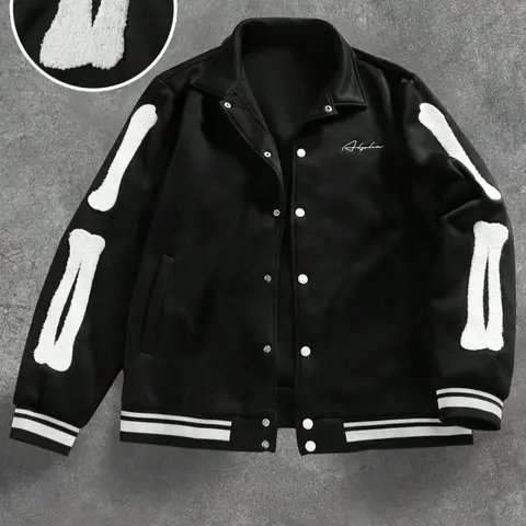Mens Varsity Jacket Baseball Bomber Jacket Embroidered Long Sleeve Loose Knit Vintage Casual Streetwear Street Fashion Casual Style Outerwear Jackets Coats with Patchwork Hipster Utility Fleece Tops Casual Trendy Coat Casual Fashionable Jacket