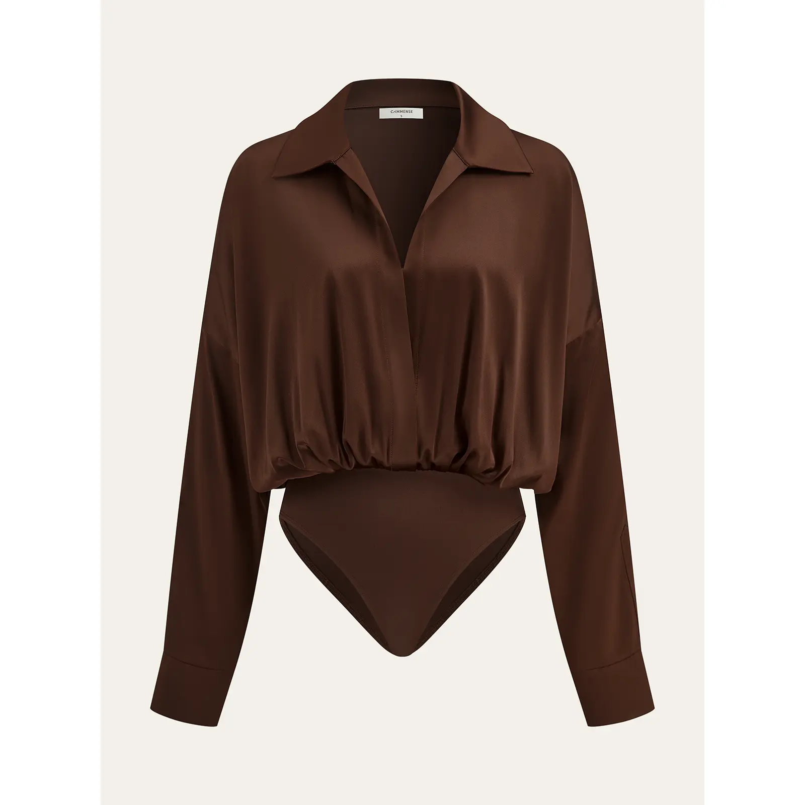 Satin Collared Long Sleeve Bodysuit