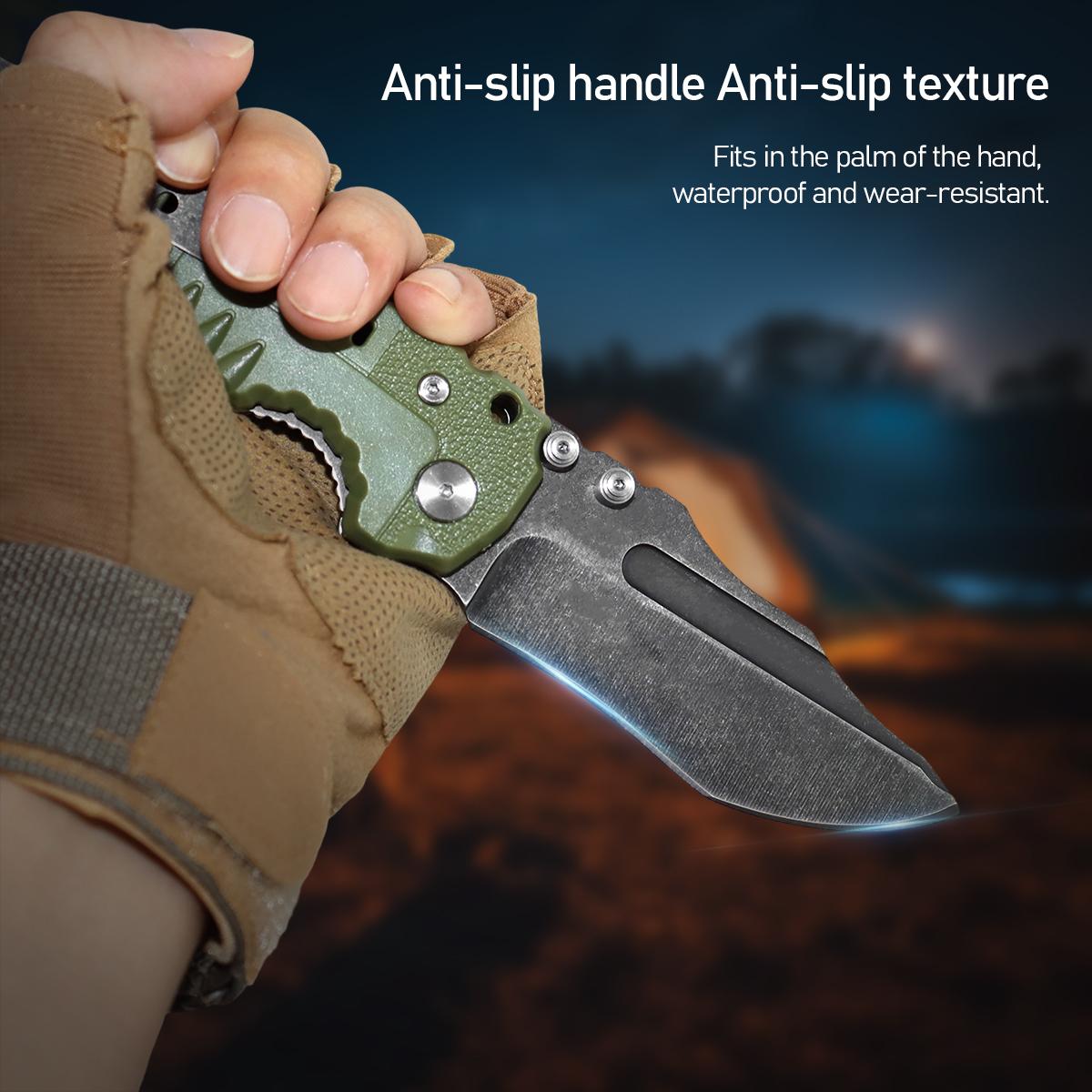 Portable Camping Hiking Folding Knife，Tactical OD Green EDC Folding Pocket Knife, Ultimate Outdoor Survival Tool for Camping Hiking