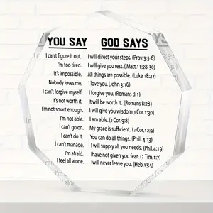 1 piece of acrylic plaque (4''x4 '') that you said God spoke of, a Bible passage, a Christian encouragement gift for best friends, women, mothers, boyfriends, daughters, good friends, and family office souvenirs