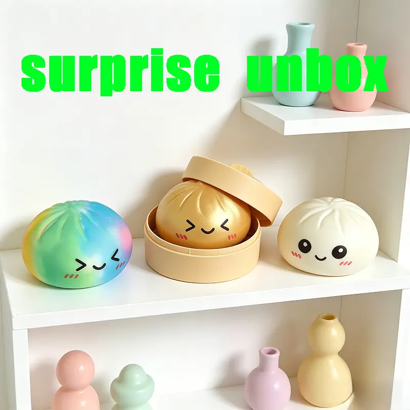 Kawaii TPR Squishy Dumpling Sensory Bundle - Kawaii Squishies Box, Palm-Sized Soft Stress Relief Toy, Squeezable Surprise, Random Style, Portable Children's Companion, Holiday Gift