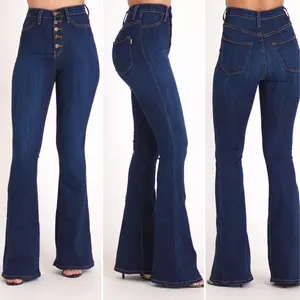 Vibrant Campana de  5 broches Azul oscuro,tiro alto, super strech