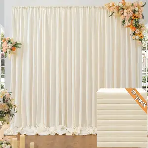Ivory Thick Backdrop Curtains 50ft×10ft 10 Panels for Parties Wedding Birthday Home Decor Polyester Photo Photography Stage Backdrop Curtain with 4-inch Rod Pocket - Decorative Banner
