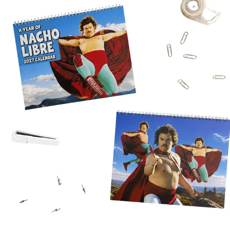 2027 Funny Wrestling Hero Inspired Wall Calendar, Retro Luchador Comedy Calendar, Mexican Wrestling Fan Gift, Colorful Movie Style Home Decor